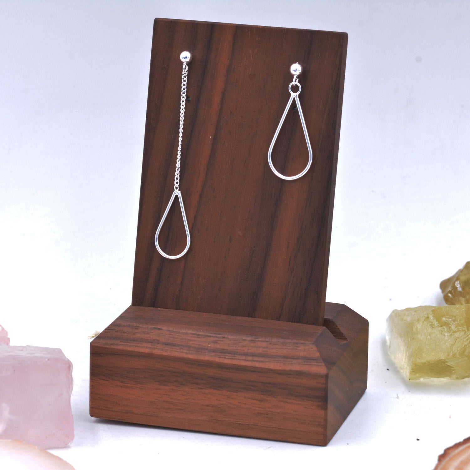 Sterling Silver Mismatched Droplet Stud Drop Earrings, Minimalist Geometric Design, Asymmetric Earrings