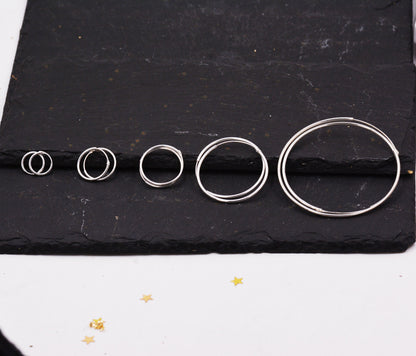 Geometric Circle Hoop Earrings in Sterling Silver -Small to Large - Minimalist and Dainty Jewellery - Modern and Contemporary Design