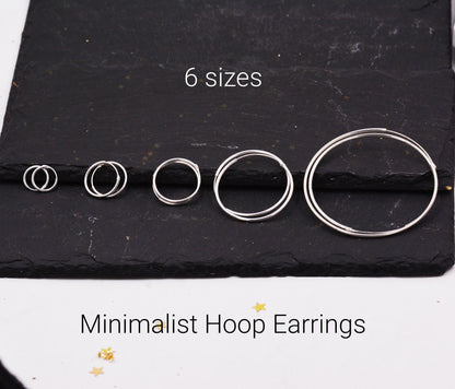 Geometric Circle Hoop Earrings in Sterling Silver -Small to Large - Minimalist and Dainty Jewellery - Modern and Contemporary Design