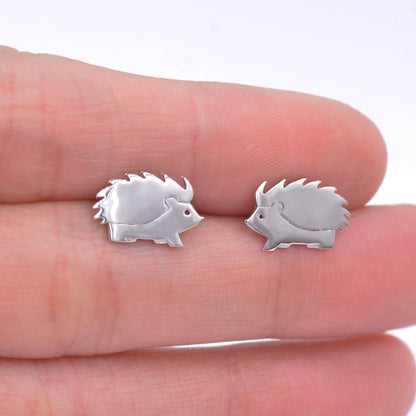 Hedgehog Stud Earrings in Sterling Silver, Silver or Gold, Cute Fun and Quirky Animal Jewellery, Woodland Inspired.