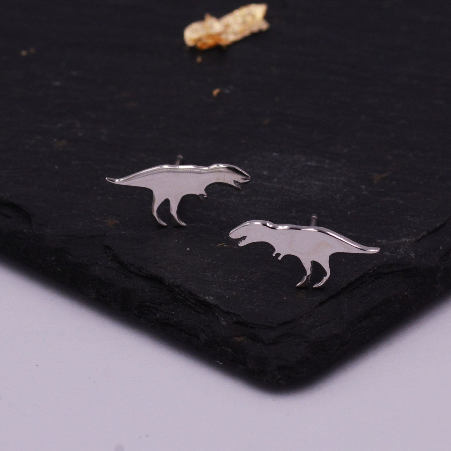 T-Rex Tyrannosaurus Dinosaur Stud Earrings in Sterling Silver, Cute Fun and Quirky T Rex Jewellery