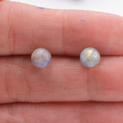 Grey Labradorite Gemstone Stud Earrings, Simple Ball Earrings, Sterling Silver Posts, Sphere Geometric Minimalist Design