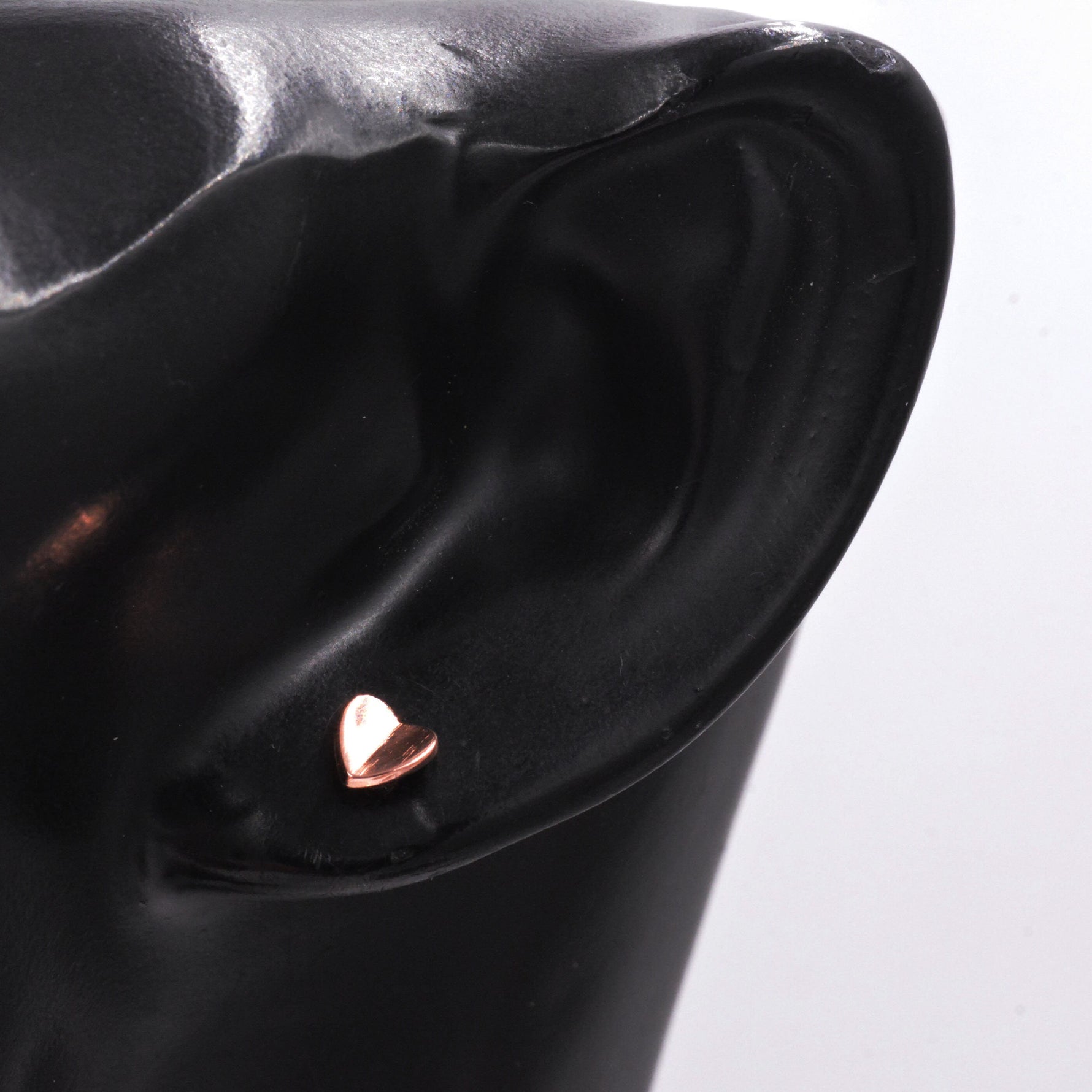 Small Pair of Folded Heart Screw Back Earrings in Sterling Silver, Rose Gold, Silver- helix, cartilage, conch, tragus