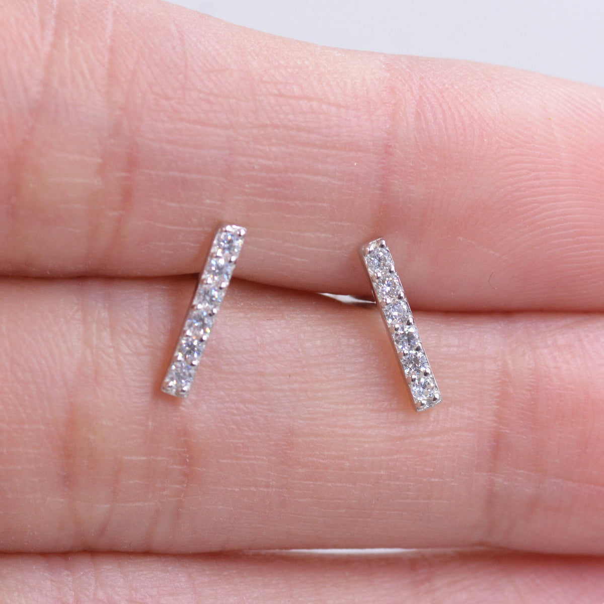 CZ Bar Stud Earrings