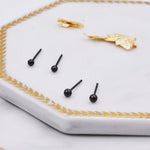 Tiny Ball Stud Earrings in Sterling Silver, Black Rhodium Plated, Minimalist Geometric Jewellery by SilverRainSilver