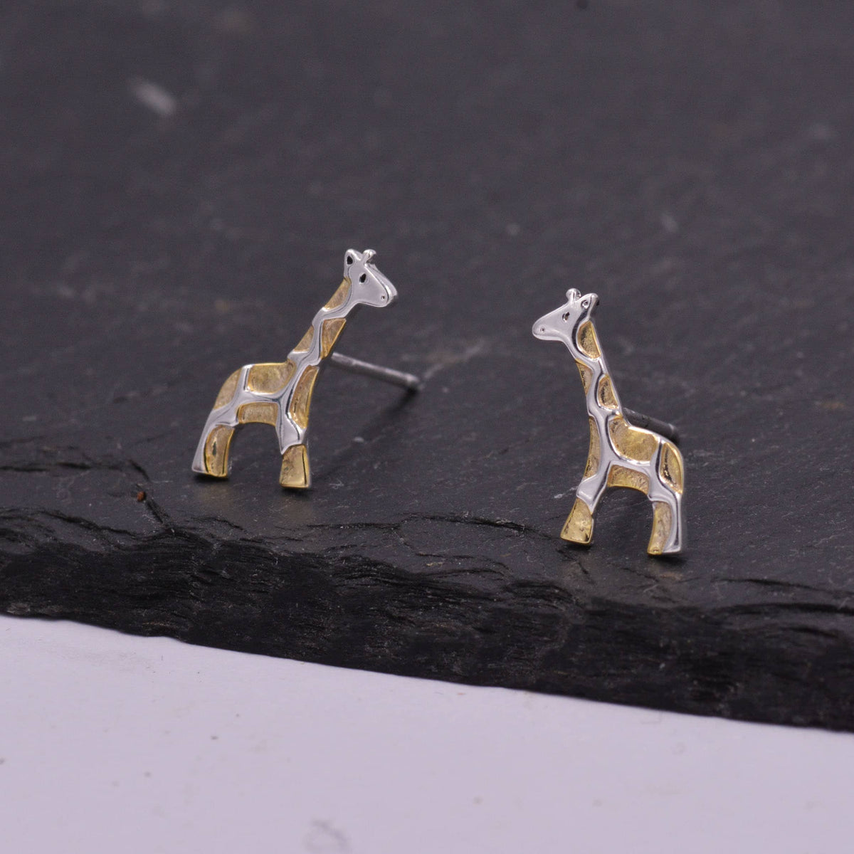 Giraffe Stud Earrings in Sterling Silver, Cute Fun Quirky, Jewellery Gift for Her, Animal Lover, Nature Inspired