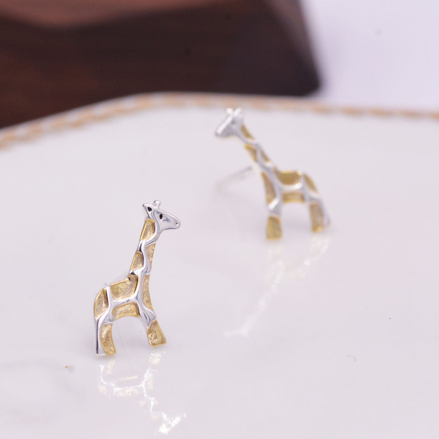 Giraffe Stud Earrings in Sterling Silver, Cute Fun Quirky, Jewellery Gift for Her, Animal Lover, Nature Inspired