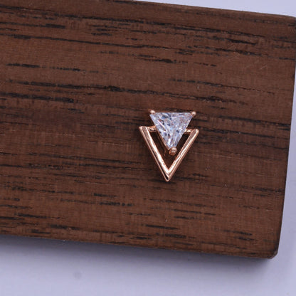 Tiny Double Triangle Arrow Arrowhead Stud Earrings, Rose Gold over Sterling Silver, Chevron Geometric Minimalist Design