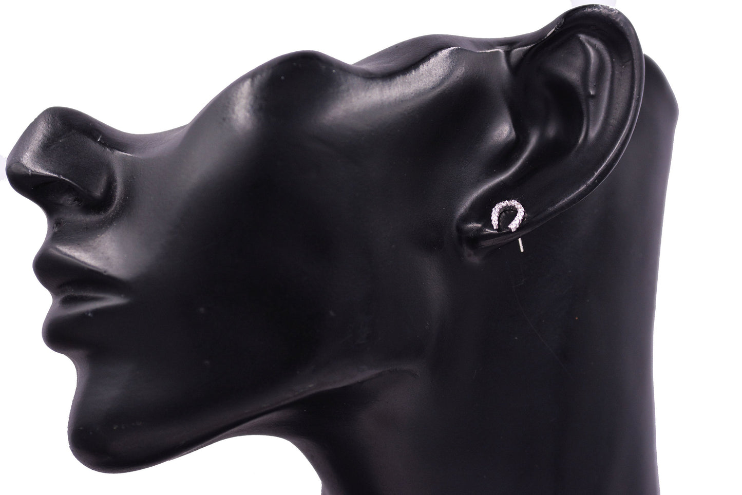 Sterling Silver Horseshoe Stud Earrings with Sparkling CZ Crystals, Fun and Quirky, Jewellery for Good Luck