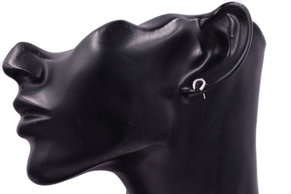 Sterling Silver Horseshoe Stud Earrings with Sparkling CZ Crystals, Fun and Quirky, Jewellery for Good Luck