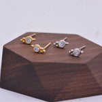 Extra Tiny CZ Crystal with Dot Trio Stud Earrings, Dot Earrings, Sparkly Earrings, Minimalist Extra Small earrings