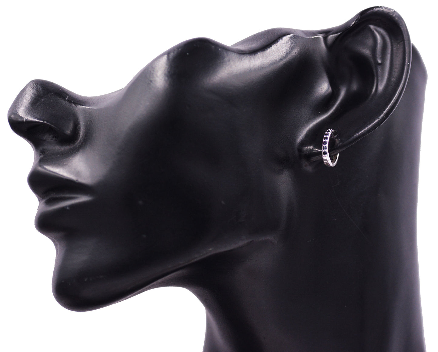 Pair of Minimalist Huggie Hoop Earrings in Sterling Silver with Sparkling CZ Crystals, Simple Hoop Earrings