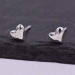 Tiny Pair of Heart Stud Earrings in Sterling Silver, Simple Stud, Silver and Rose Gold, Minimalist and Stylish