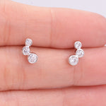 Small Pair CZ Crystal Trio Stud Earrings, Dot Earrings, Sparkly Earrings, Minimalist Extra Small earrings