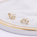 Small Pair CZ Crystal Trio Stud Earrings, Dot Earrings, Sparkly Earrings, Minimalist Extra Small earrings