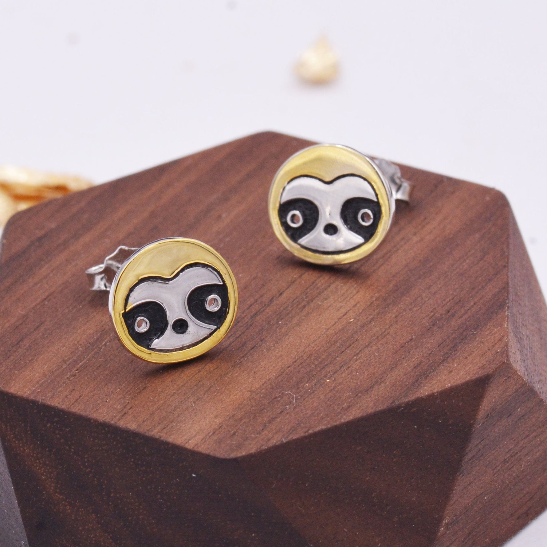 Sloth Stud Earrings in Sterling Silver, Cute Fun Quirky Monkey Jewellery, Jewelry Gift for Her, Animal Lover, Nature Inspired