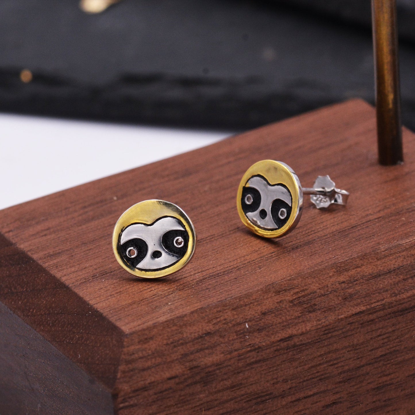 Sloth Stud Earrings in Sterling Silver, Cute Fun Quirky Monkey Jewellery, Jewelry Gift for Her, Animal Lover, Nature Inspired