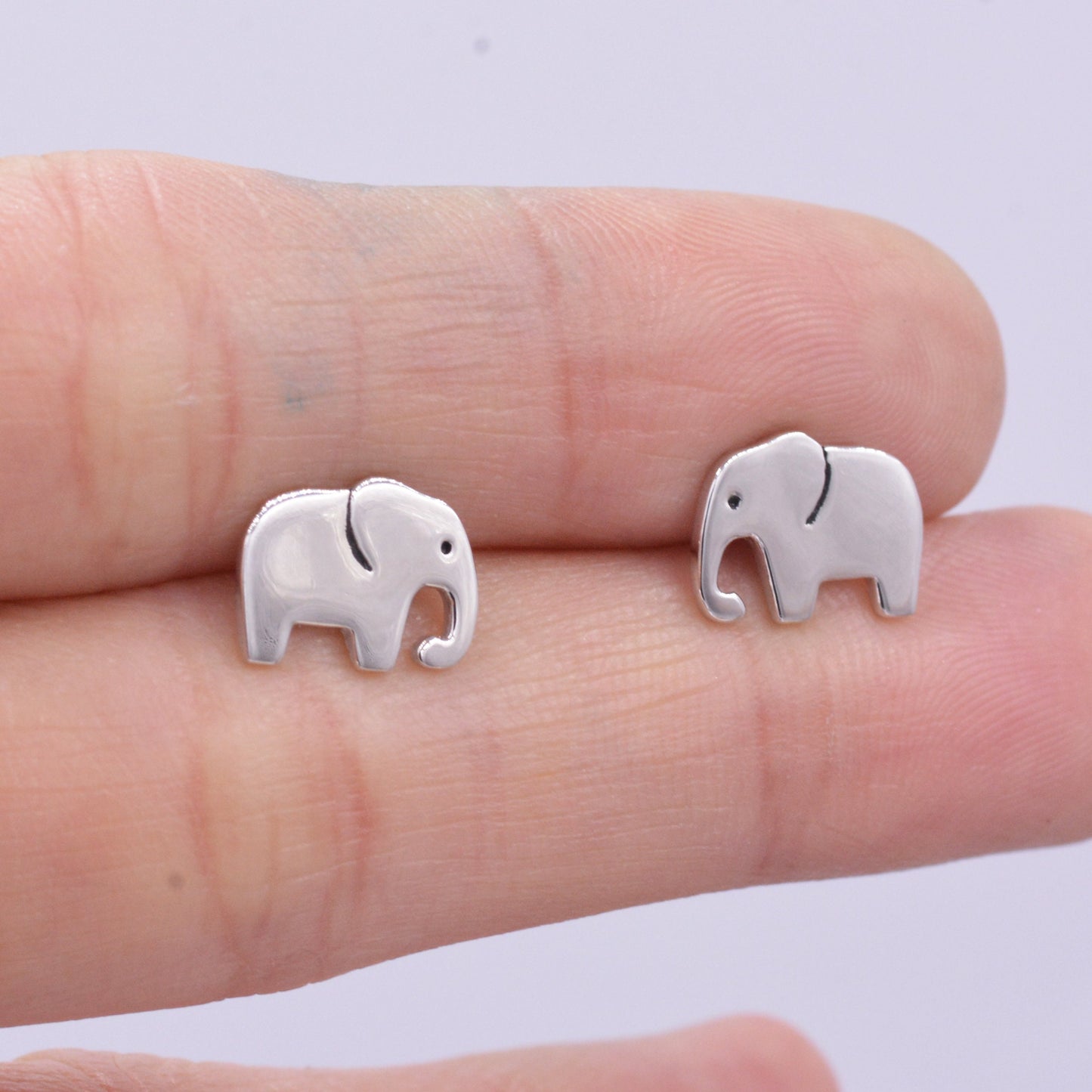 Elephant Stud Earrings in Sterling Silver,  Cute Fun Quirky Animal Jewellery, Jewelry Gift for Her, Animal Lover, Safari Nature Inspired