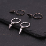 Dangling Spike Dagger Huggie Hoop Earrings in Sterling Silver, Dangle Hoop Earrings, Gold Coated Geometric Huggie Hoops