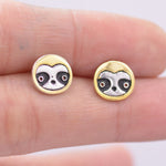 Sloth Stud Earrings in Sterling Silver, Cute Fun Quirky Monkey Jewellery, Jewelry Gift for Her, Animal Lover, Nature Inspired