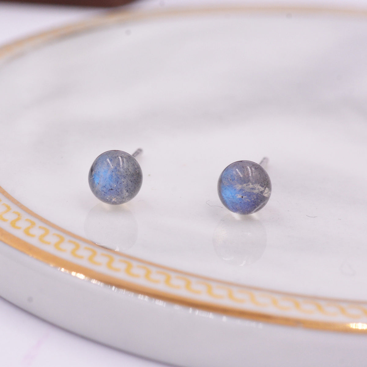 Grey Labradorite Stud Earrings