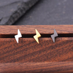 Extra Tiny Lightning Bolt Stud Earrings in Sterling Silver, Silver, Gold and Black, Barely Visible Earrings, Cute and Fun