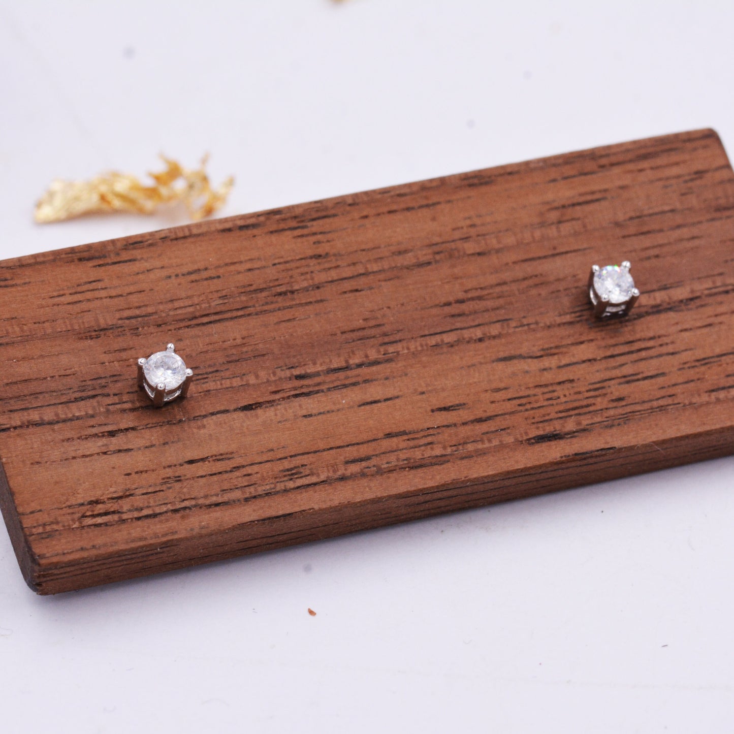 Sterling Silver Tiny Little Stud Earrings, Barely Visible, Extra Small CZ Stud, Stacking Earrings, Cubic Zirconia Crystal