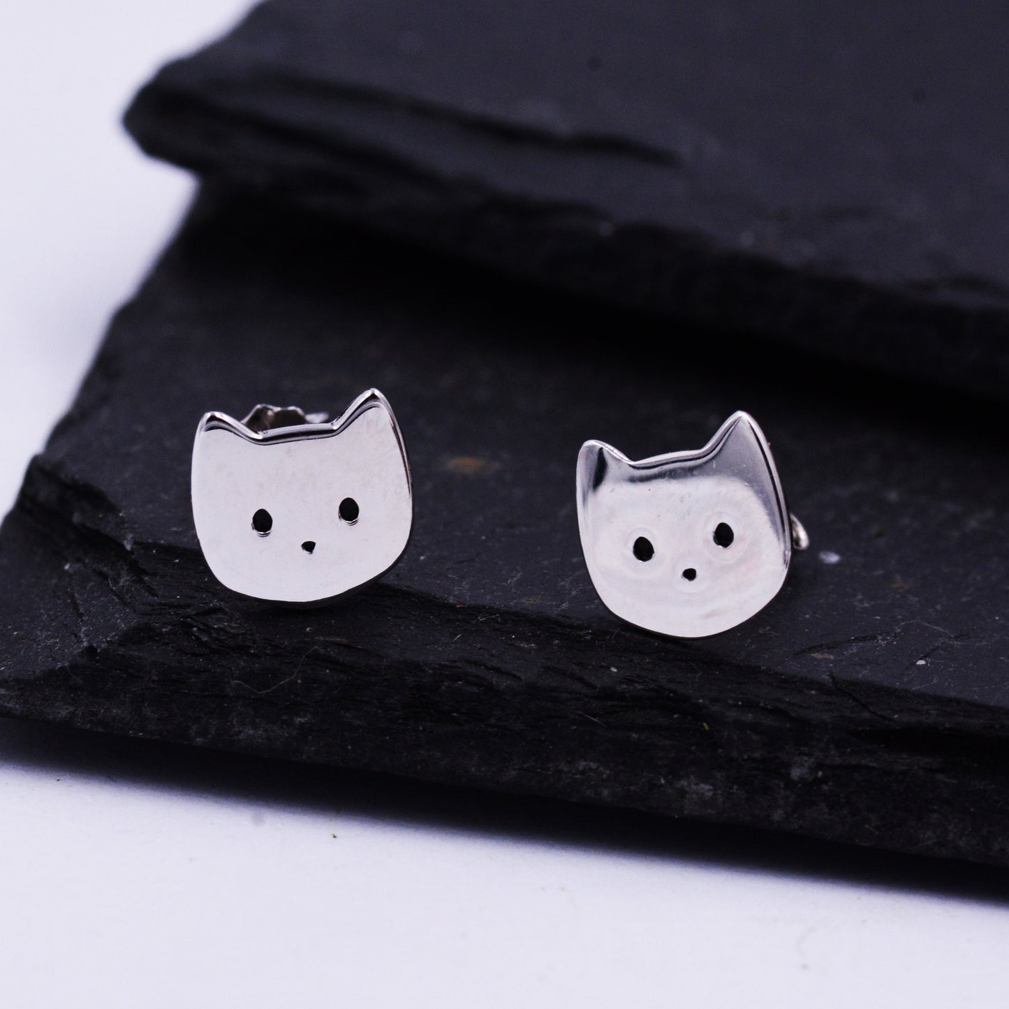 Sterling Silver Super Cute Kitty Cat Stud Earrings, Cat Lady Earrings, Fun and Quirky Animal Lover,  Cat Earrings