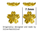Sterling Silver Dainty Little Cherry Blossom Flower Floral Stud Earrings, Sand Blasted Textured Finish, Cute and Sweet Design
