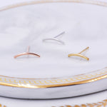 Sterling Silver Curved Bar Stud Earrings, Rose gold and Gold, Delicate and Dainty Geometric Jewellery