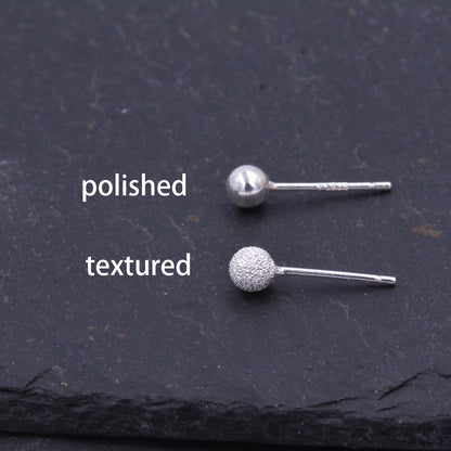 Sterling Silver Dainty Little Ball Circle Sphere Tiny Stud Earrings, Minimalist Geometric Design