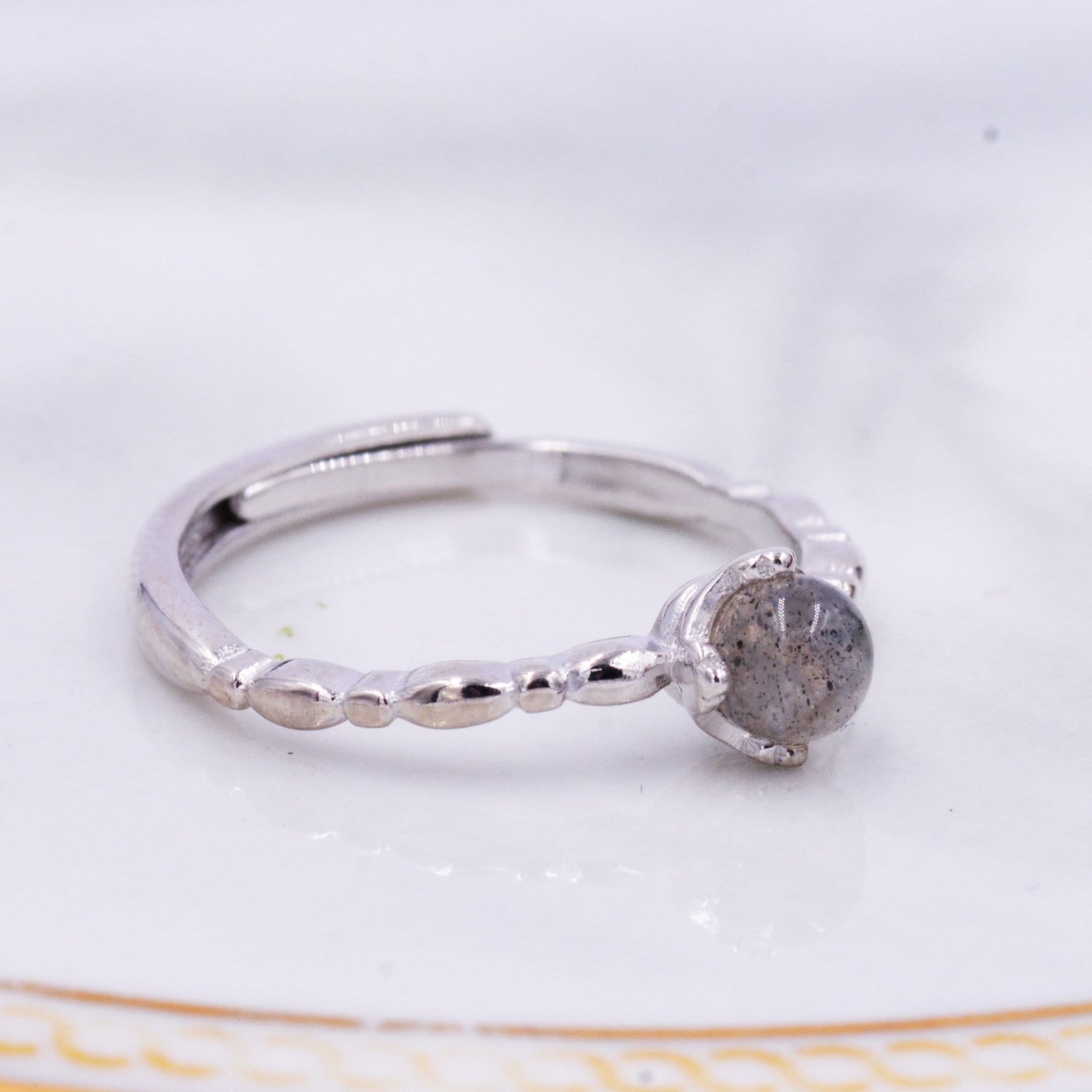 Blue Flash Labradorite Gemstone Ring
