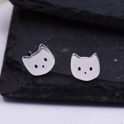 Sterling Silver Super Cute Kitty Cat Stud Earrings, Cat Lady Earrings, Fun and Quirky Animal Lover, Cat Earrings