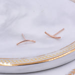 Sterling Silver Curved Bar Stud Earrings, Rose gold and Gold, Delicate and Dainty Geometric Jewellery