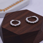 Sterling Silver Huggie Hoop Earrings, Pebble Circle Round Earrings, Minimalist Geometric Design