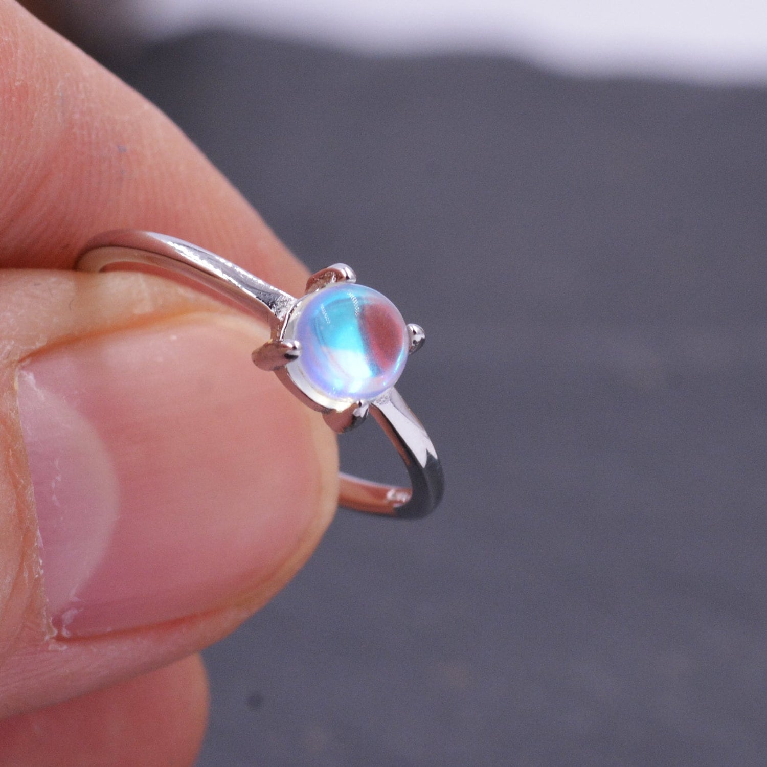 Mermaid Tears Moonstone Glass Ring