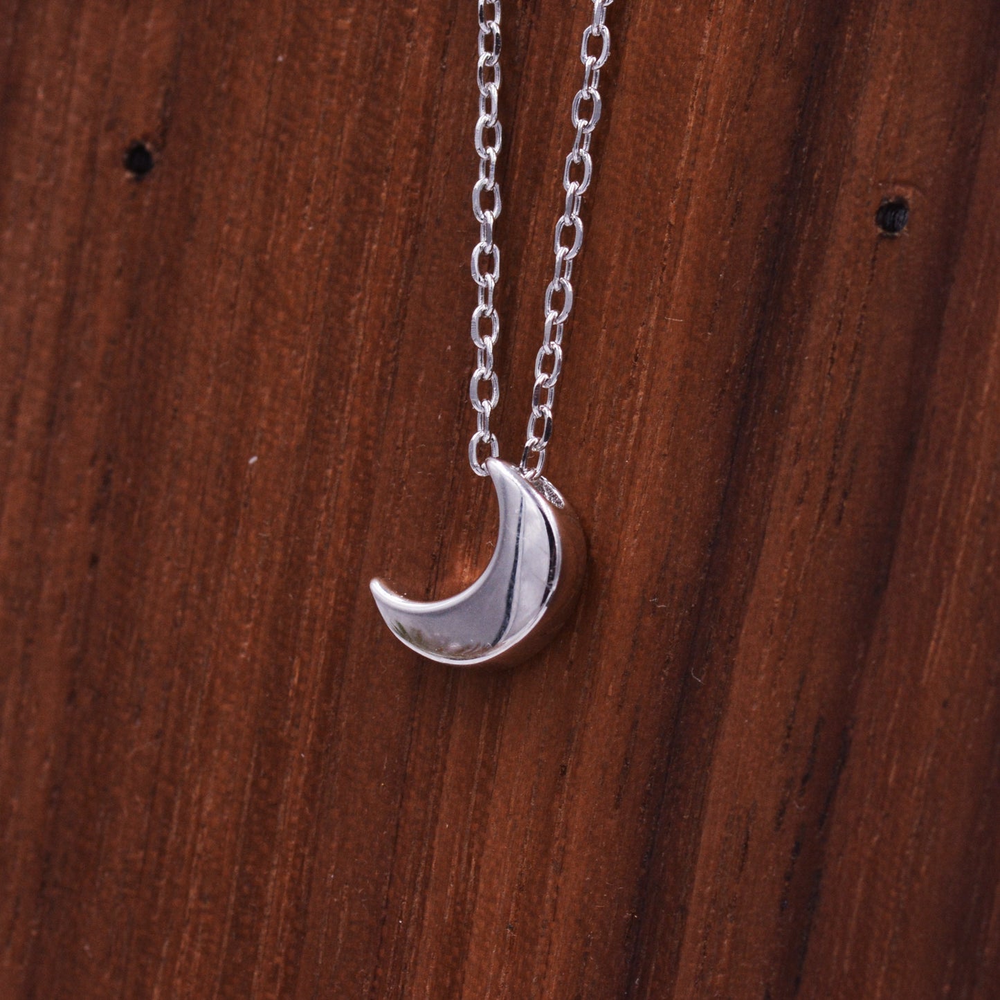 Sterling Silver Tiny Little Crescent Moon Pendant Necklace, Delicate Celestial Jewellery, Minimalist