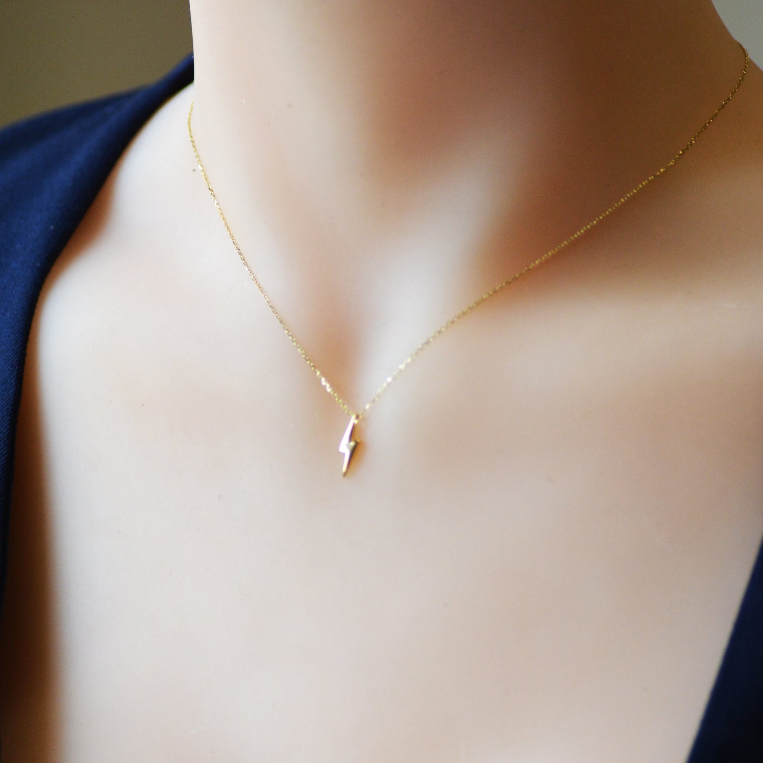Tiny Lightning Bolt Pendant Necklace