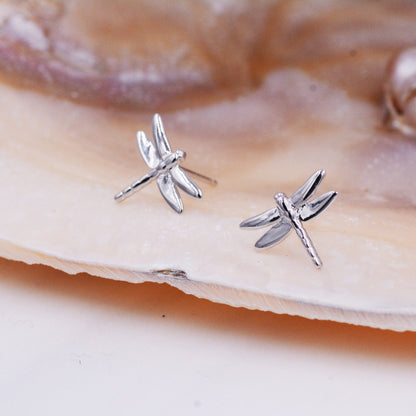 Dragonfly Stud Earrings in Sterling Silver,  Cute Fun Quirky Animal Jewellery, Jewelry Gift for Her, Animal Lover,  Nature Inspired