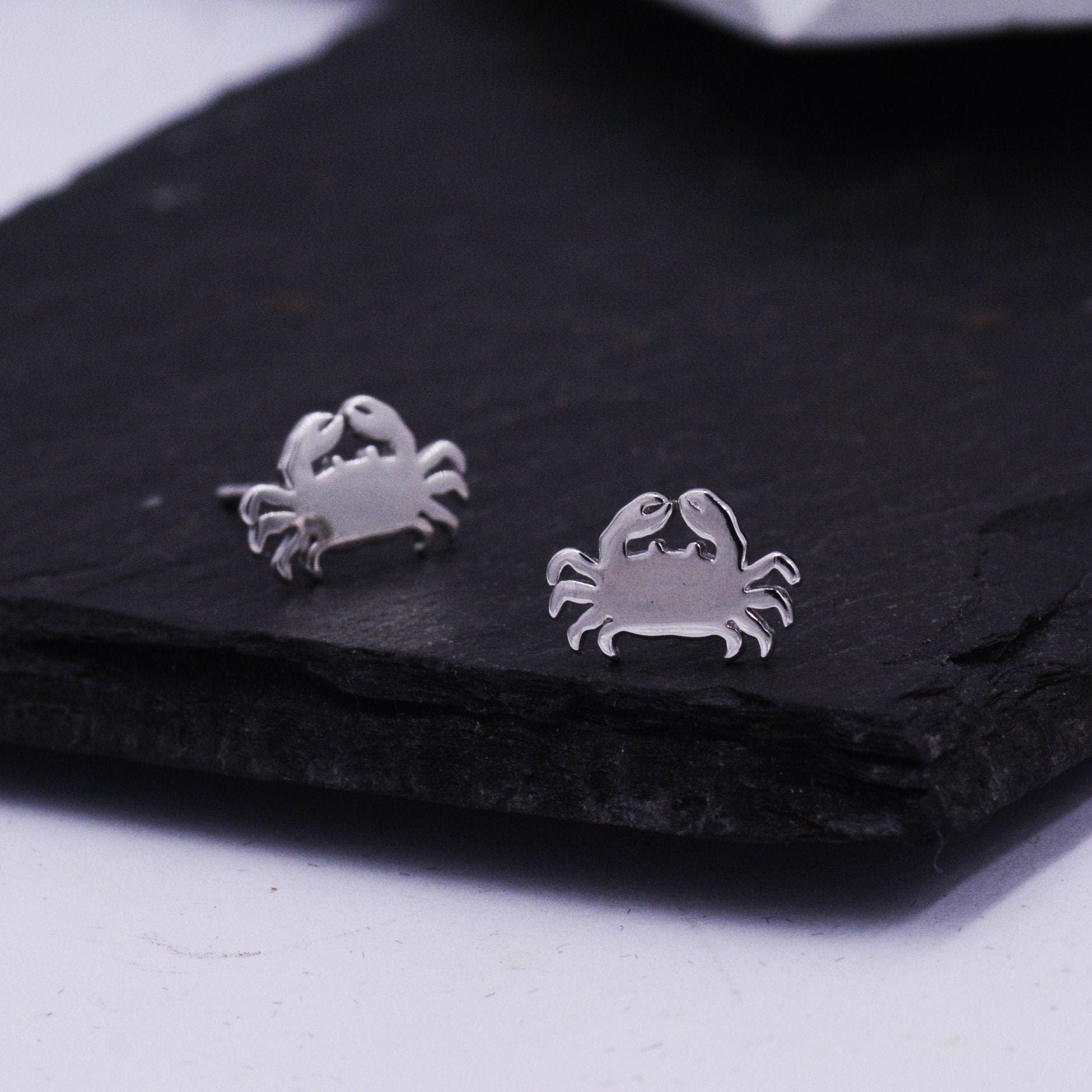 Little Crab Stud Earrings in Sterling Silver, Cute Fun Quirky Animal Jewellery, Jewelry Gift for Her, Animal Lover, Nature Inspired