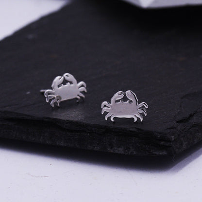 Little Crab Stud Earrings in Sterling Silver, Cute Fun Quirky Animal Jewellery, Jewelry Gift for Her, Animal Lover, Nature Inspired
