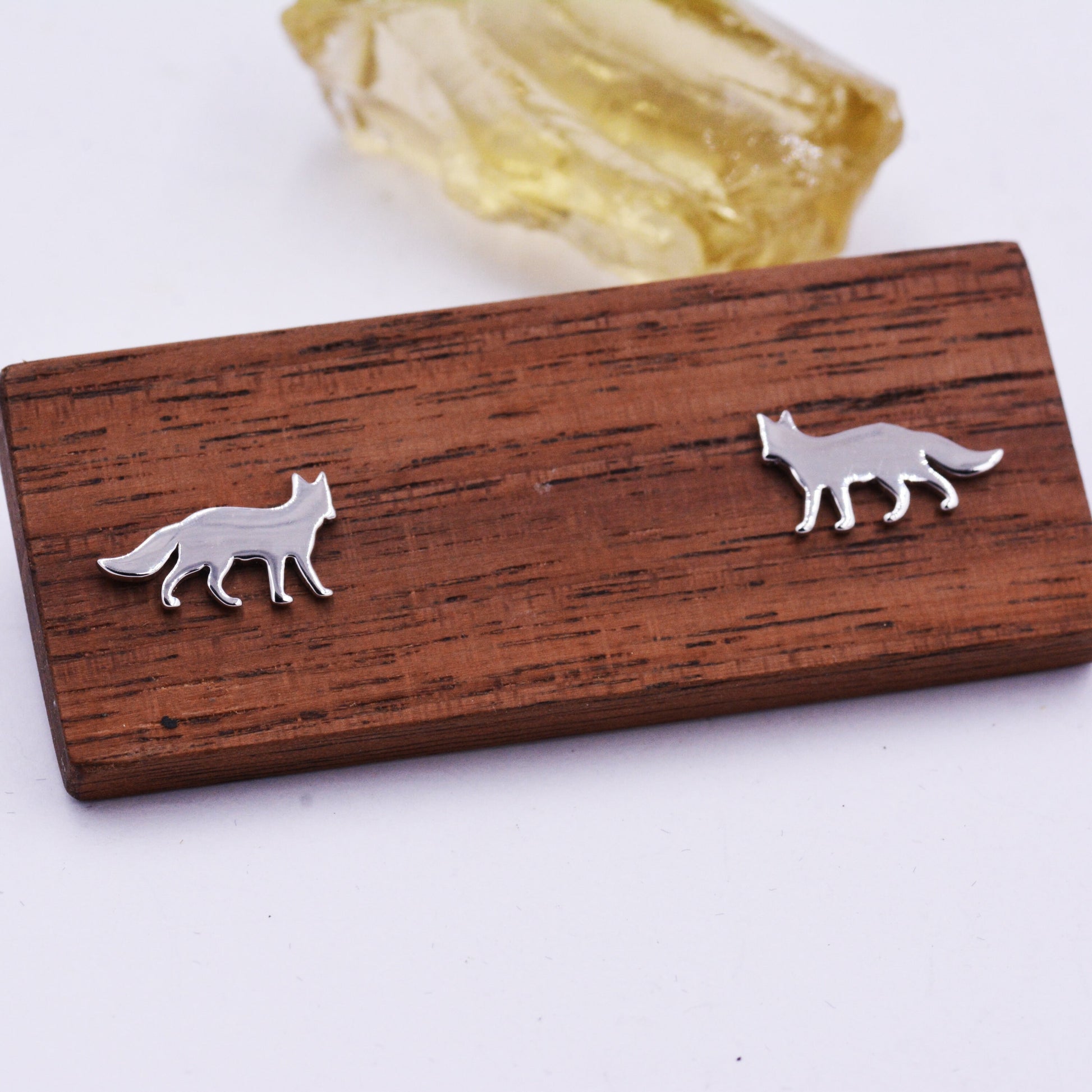 Tiny Fox Stud Earrings in Sterling Silver, Cute Fun Quirky, Silver Gold or Rose Gold, Gift for Her, Animal Lover, Nature Inspired