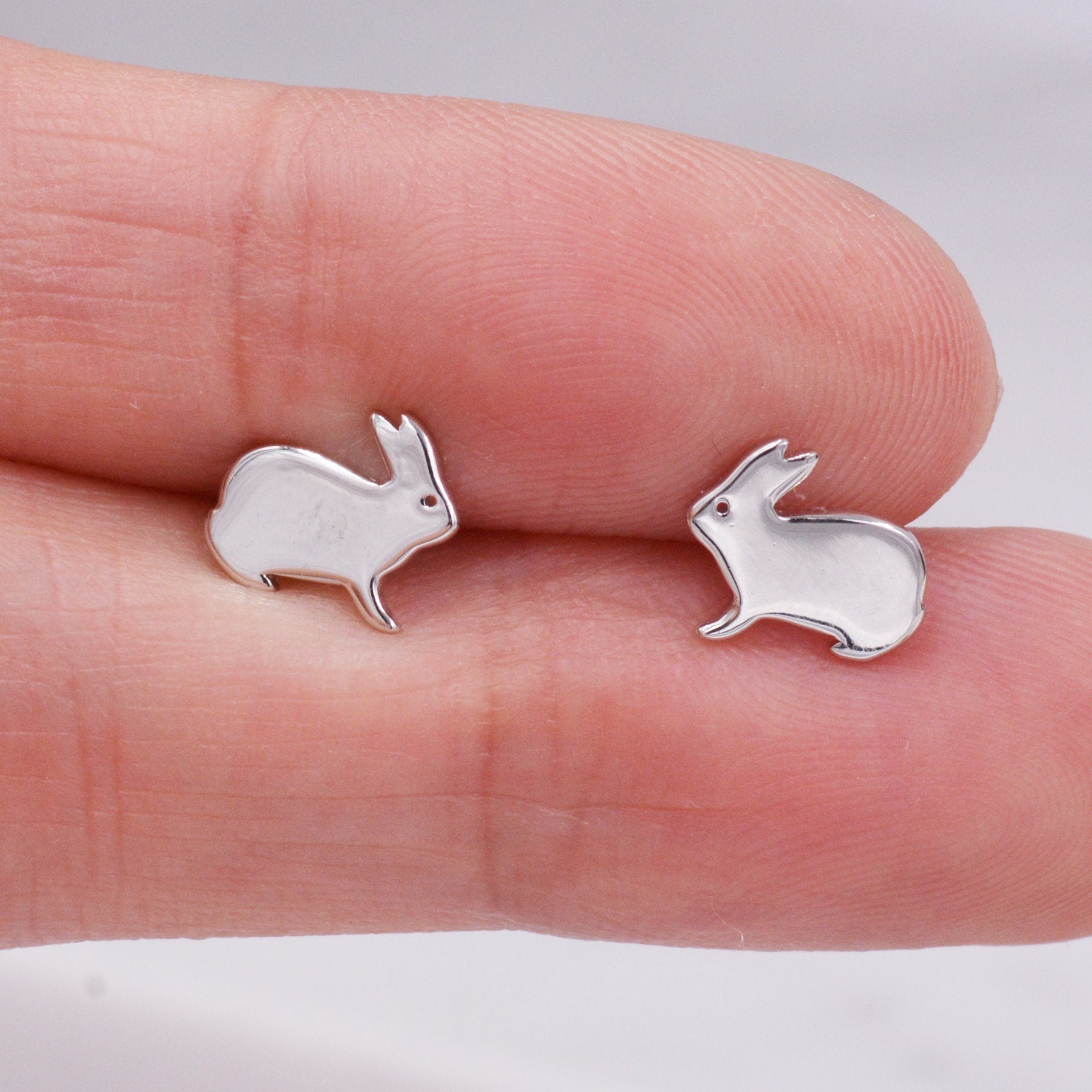 Sterling Silver Bunny Rabbit Stud Earrings, Cute and Quirky Jewellery, Nature, Animal Earrings