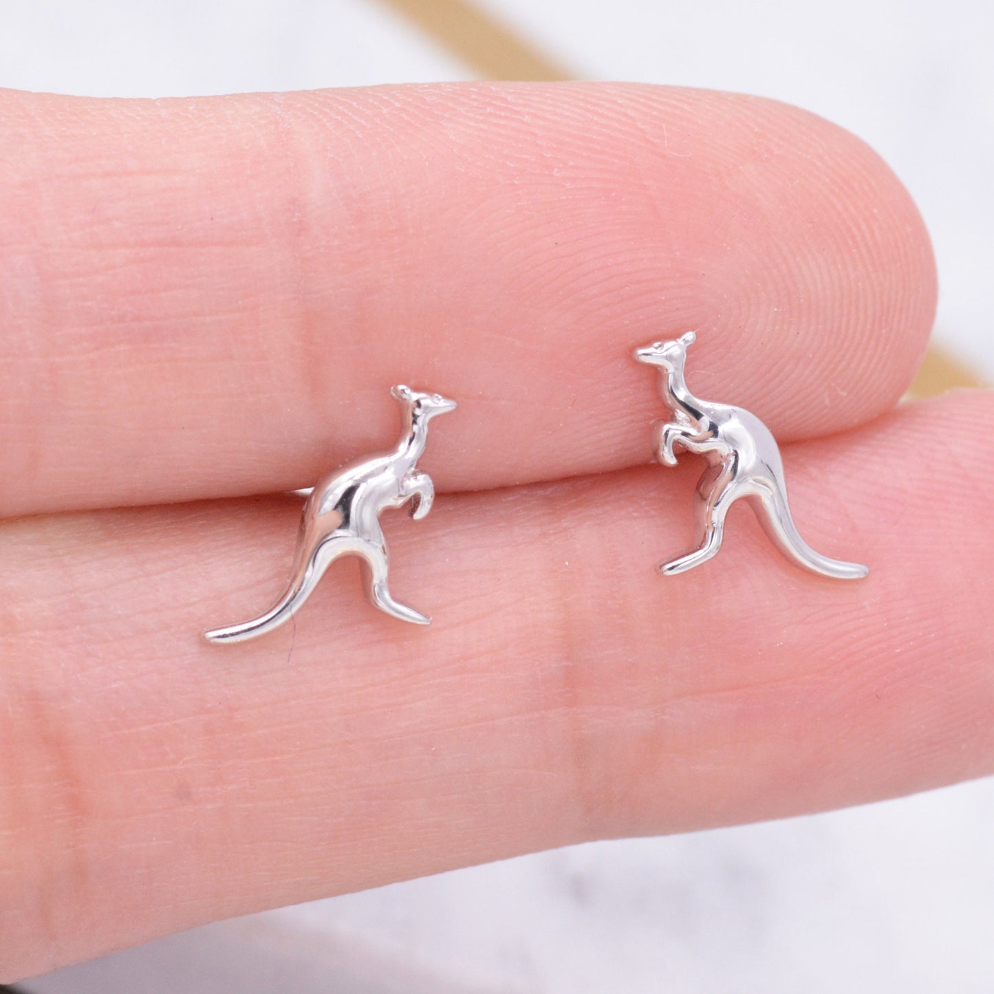 Sterling Silver Kangaroo Stud Earrings, Cute and Quirky Jewellery, Nature, Animal Earrings