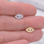 Sterling Silver Blue Opal Evil Eye Stud Earrings, Gold and Silver, Cute and Quirky Jewellery
