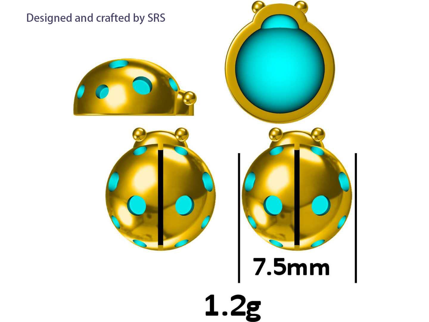 Sterling Silver Ladybird Stud Earrings, Animal Earrings, Cute and Quirky