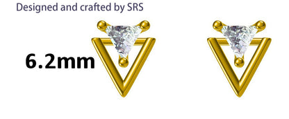 Tiny Double Triangle Arrowhead Internally Threaded Flat Back / Screw Back Stud Earrings – Chevron Geometric Minimalist Design