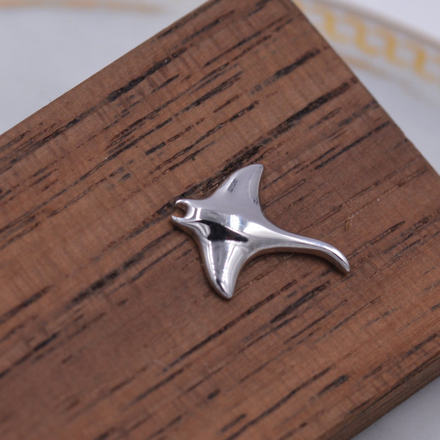 Sterling Silver Manta Ray Stud Earrings, Ocean Creature Fish Earrings, Cute and Quirky