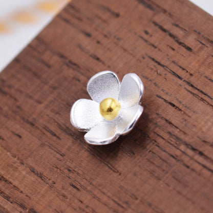 Sterling Silver Forget-me-not Flower Stud Earrings, Nature Inspired Blossom Earrings, Cute and Quirky