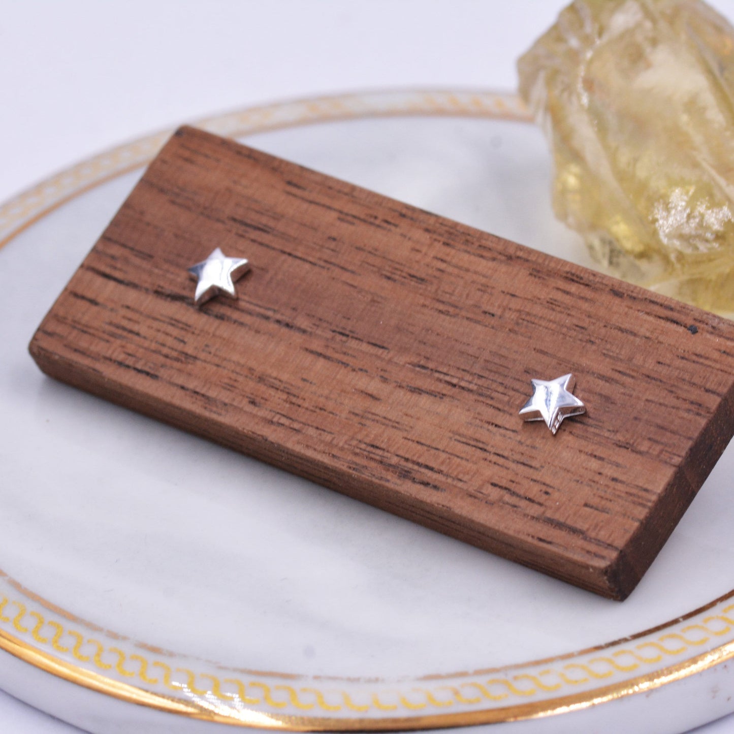 Sterling Silver Very Tiny Little Star Stud Earrings, Barely Visible, Minimalist, Geometric, Cute and Fun Jewellery D84